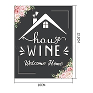 Coated Paper Adhesive Sticker, Wine Bottle Adhesive Label, Anniversary Theme, Rectangle, House Pattern, 125x100mm(DIY-WH0233-058)