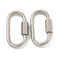 304 Stainless Steel Screw Carabiner Lock Charms, for Necklaces Making, Oval, 24x12x2mm(STAS-C092-05E-P)