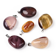 Natural Mookaite Pendants, Nuggets Charms with Stainless Steel Color Plated 201 Stainless Steel Snap on Bails, 29.5~37x15~18x8~12mm, Hole: 5x3mm(G-P525-01P-05)