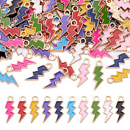 Alloy Enamel Pendants, Lightning, Light Gold, Mixed Color, 20.5x7.5x1.5mm, Hole: 2mm, 10 colors, 10pcs/color, 100pcs/box(ENAM-TA0002-04LG)