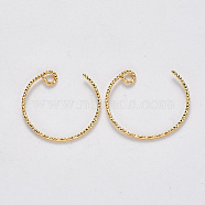 Brass Earring Hooks, with Horizontal Loop, Nickel Free, Real 18K Gold Plated, 21~22x21~22mm, Pin: 1mm, Hole: 2mm(X-KK-T049-026G-NF)