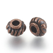 Tibetan Style Alloy Spacer Beads, Lead Free & Nickel Free, Rondelle, Red Copper, 6x4mm, Hole: 2mm(X-TIBEB-Q39-R-FF)