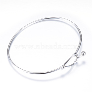 304 Stainless Steel Bangles, with 201 Stainless Steel Beads, Stainless Steel Color, 2-1/4 inch(54mm)x2-1/2 inch(62.5mm)(X-STAS-S053-26)