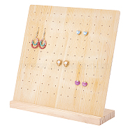 Detachable Rectangle Wood Slant Back Earring Display Stands, L Shaped Earring Organizers Holds up to 66 Pairs Earrings, BurlyWood, 26.5x7.95x26.5cm, Hole: 2.5mm(EDIS-WH0016-029)