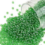 TOHO Round Seed Beads, Japanese Seed Beads, (108) Transparent Luster Lime Green, 11/0, 2.2mm, Hole: 0.8mm, about 1110pcs/10g(X-SEED-TR11-0108)