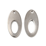201 Stainless Steel Pendants, Oval Charm, Stainless Steel Color, 16x8x0.5mm, Hole: 1.2mm(STAS-P320-33P)