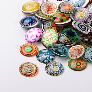 Mosaic Printed Glass Half Round/Dome Cabochons, Mixed Color, 20x6mm(X-GGLA-N004-20mm-G)