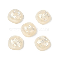 Translucent Epoxy Resin & Shell Decoden Cabochons, Square, Seashell Color, 14x14x7mm(CRES-S367-02)