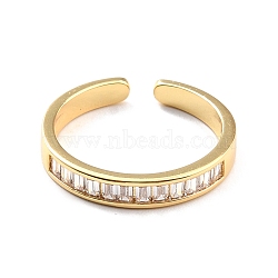 Clear Cubic Zirconia Open Cuff Ring for Women, Cadmium Free & Nickel Free & Lead Free, Real 18K Gold Plated, US Size 5 1/4(15.9mm)(RJEW-C018-01G)