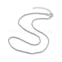 Round Glass Beaded Necklace for Women, Platinum, 15.16 inch(38.5cm)(NJEW-JN03821-04)