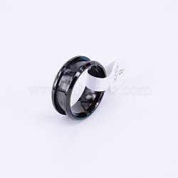 316L Titanium Steel Grooved Finger Ring Settings, Ring Core Blank, for Inlay Ring Jewelry Making, Gunmetal, US Size 8, Inner Diameter: 18.2mm(FIND-TAC0003-01B)