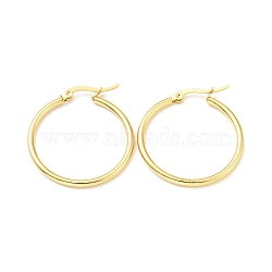 PVD Vacuum Plating 201 Stainless Steel Hoop Earrings for Women, with 304 Stainless Steel Pins, Real 18K Gold Plated, 29.5~30x2mm, Pin: 0.6mm(EJEW-G260-02A-G)