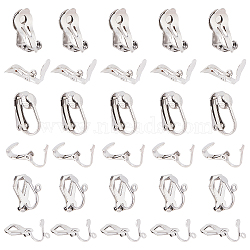 60Pcs 3 Style 304 Stainless Steel Clip-on Earring Findings, with Loop, Stainless Steel Color, 12~16x6~10x7~9mm, Hole: 1.2mm, 20pcs/style(FIND-DC0001-02)