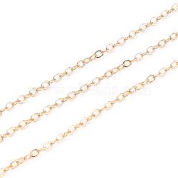 Brass Cable Chains, Soldered, Flat Oval, Real 18K Gold Plated, 2.5x2.1x0.3mm(X-KK-S332-18G)