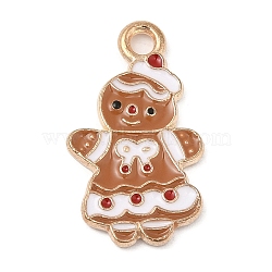 Alloy Enamel Pendants, Christmas Theme, Light Gold, Gingerbread Man, 20x11.5x1.5mm, Hole: 1.8mm(ENAM-Z003-01A-KCG)