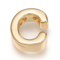 Brass Charms, Long-Lasting Plated, Real 18K Gold Plated, Letter.C, C: 9x7.5x3mm, Hole: 1.5mm(ZIRC-I037-01C-G)