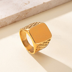 Rectangle 304 Stainless Steel Finger Rings, Golden, US Size 10(19.8mm)(FS-WGF3CA3-02)