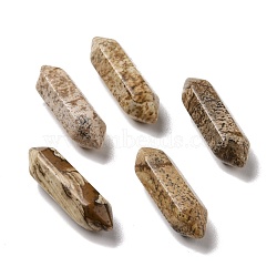 Natural Picture Jasper Beads, No Hole, Faceted, Bullet, 22~23x6x6mm(G-K330-52)