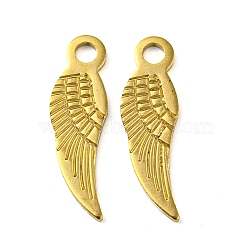 Ion Plating(IP) 304 Stainless Steel Pendants, Wing Charm, Laser Cut, Real 18K Gold Plated, 18.5x5.5x1mm, Hole: 2mm(STAS-P341-15G)