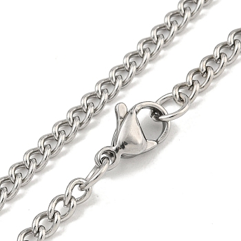 Non-Tarnish 201 Stainless Steel Curb Chain Necklaces for Women and Men, Stainless Steel Color, 23.43~24.02 inch(59.5~61cm)