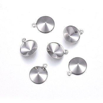 201 Stainless Steel Charms Rhinestone Settings, Cone, Stainless Steel Color, Fit for 10mm rhinestone, 13x10.5x3mm, Hole: 1mm