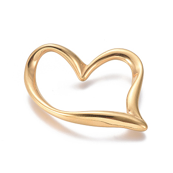 304 Stainless Steel Heart Linking Rings, Golden, 37x34x4mm