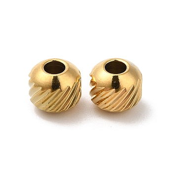 201 Stainless Steel Bead, Round, Real 18K Gold Plated, 5mm, Hole: 2mm