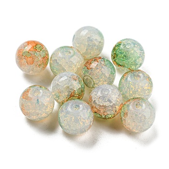 Transparent Spray Painting Crackle Glass Beads, Round, Colorful, 10mm, Hole: 1.6mm, 200pcs/bag