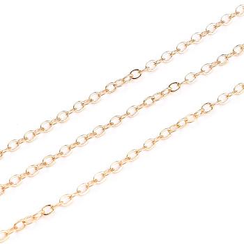 Brass Cable Chains, Soldered, Flat Oval, Real 18K Gold Plated, 2.5x2.1x0.3mm