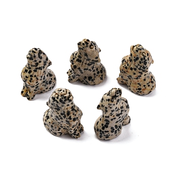 Natural Dalmatian Jasper Display Decorations, Home Decoration Supplies, Wolf, 38~40x25~29x16~26mm