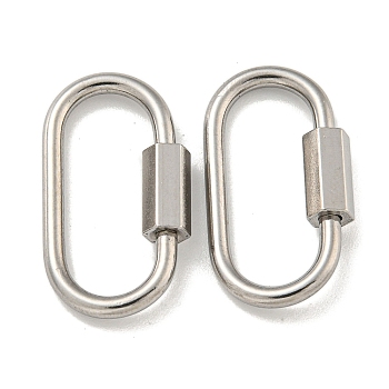 304 Stainless Steel Screw Carabiner Lock Charms, for Necklaces Making, Oval, 24x12x2mm