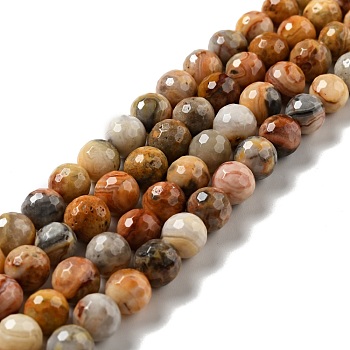 Natural Crazy Lace Agate Beads Strands, Faceted(128 Facets), Round, 8.5mm, Hole: 1mm, about 45pcs/strand, 14.96 inch(38cm)