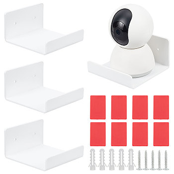 Acrylic Wall Adhesive Storage Holders, Home Decoration, U-Shape, White, 102x100x54mm