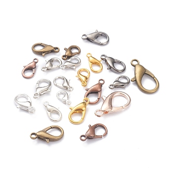 Alloy Lobster Claw Clasps, Parrot Trigger Clasps, Cadmium Free & Lead Free, Mixed Color, 10~21x5.5~12x3~4mm, Hole: 1~2.5mm