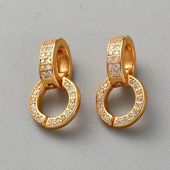 925 Sterling Silver Pave Cubic Zirconia Twister Clasps, Golden, 15x8x6mm, Hole: 5mm