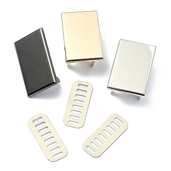 (Defective Closeout Sale: Scratched) Zinc Alloy Bag Decorative Clasps, Stamping Blank Tags, with Shim, Rectangle, Mixed Color, 2.55x4x0.25~1.6cm