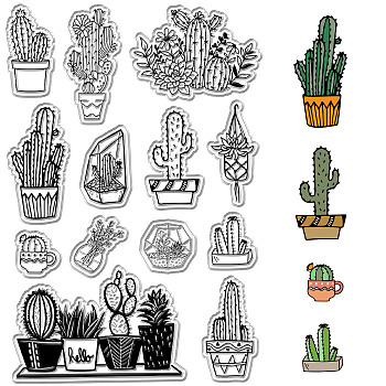 Custom PVC Plastic Clear Stamps, for DIY Scrapbooking, Photo Album Decorative, Cards Making, Stamp Sheets, Film Frame, Cactus, 160x110x3mm