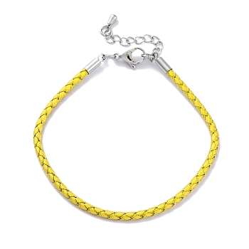 Polyester Cord Braided Bracelet Makings, with Stainless Steel Claw Lobster Clasps, Brass Findings, Long-Lasting Plated, Gold, 7-3/8 inch(18.8cm)