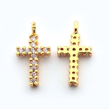 Golden Clear Cross Brass + Cubic Zirconia Charms