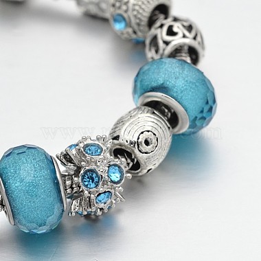 Alliage de couronne strass émail européens bracelets de perles(BJEW-I182-02D)-2