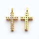 Brass Micro Pave Cubic Zirconia Latin Cross Pendants(ZIRC-N009-32G)-1