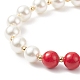 Round Natural Mashan Jade & Shell Pearl Beaded Stretch Bracelet(BJEW-TA00191-03)-6