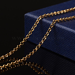 Ion Plating(IP) 304 Stainless Steel Rolo Chains, Belcher Chains, Unwelded, with Spool, Golden, 2x0.8mm, about 65.61 Feet(20m)/roll(CHS-L014-12G)