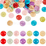 70Pcs 7 Styles Spray Painted Natural Capiz Shell Connector Charms, Disc Links, Mixed Color, 11~11.5x0.5~1.5mm, Hole: 1.2~1.6mm, 10pc/color(SSHEL-TA0001-21)