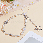 1Pc PVC Pearl Mobile Straps, with Zinc Alloy Finding, Star with Angel, Antique Silver, 195mm(AJEW-LP0005-75)