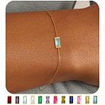 December Birthstone Brass Pave Cubic Zirconia Rectangle Link Bracelets, Cable Chain Bracelets for Women, Azure, 6-3/4 inch(17cm)(WG17BBA-11)