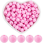 Opaque Acrylic Beads, Round, Hot Pink, 8x7mm, Hole: 2mm, 500pcs(MACR-SP0001-27B-04)