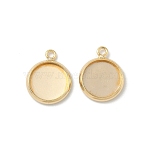 Flat Round Brass Pendant Cabochon Settings, Rack Plating Round Blank Bezel Trays, Long-Lasting Plated, Lead Free & Cadmium Free, Real 24K Gold Plated, Tray: 10mm, 15x12x2mm, Hole: 1.5mm(KK-K414-14C-G)