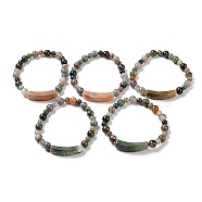 Natural Indian Agate Stretch Bracelets, 2-1/4 inch(5.8cm)(BJEW-F395-C01)