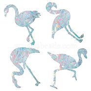 Waterproof PVC Colored Laser Stained Window Film Adhesive Stickers, Electrostatic Window Stickers, Flamingo Pattern, 12x9~11.6cm, 4 sheets/style, 4 style, 16 sheets/set(DIY-WH0256-050)